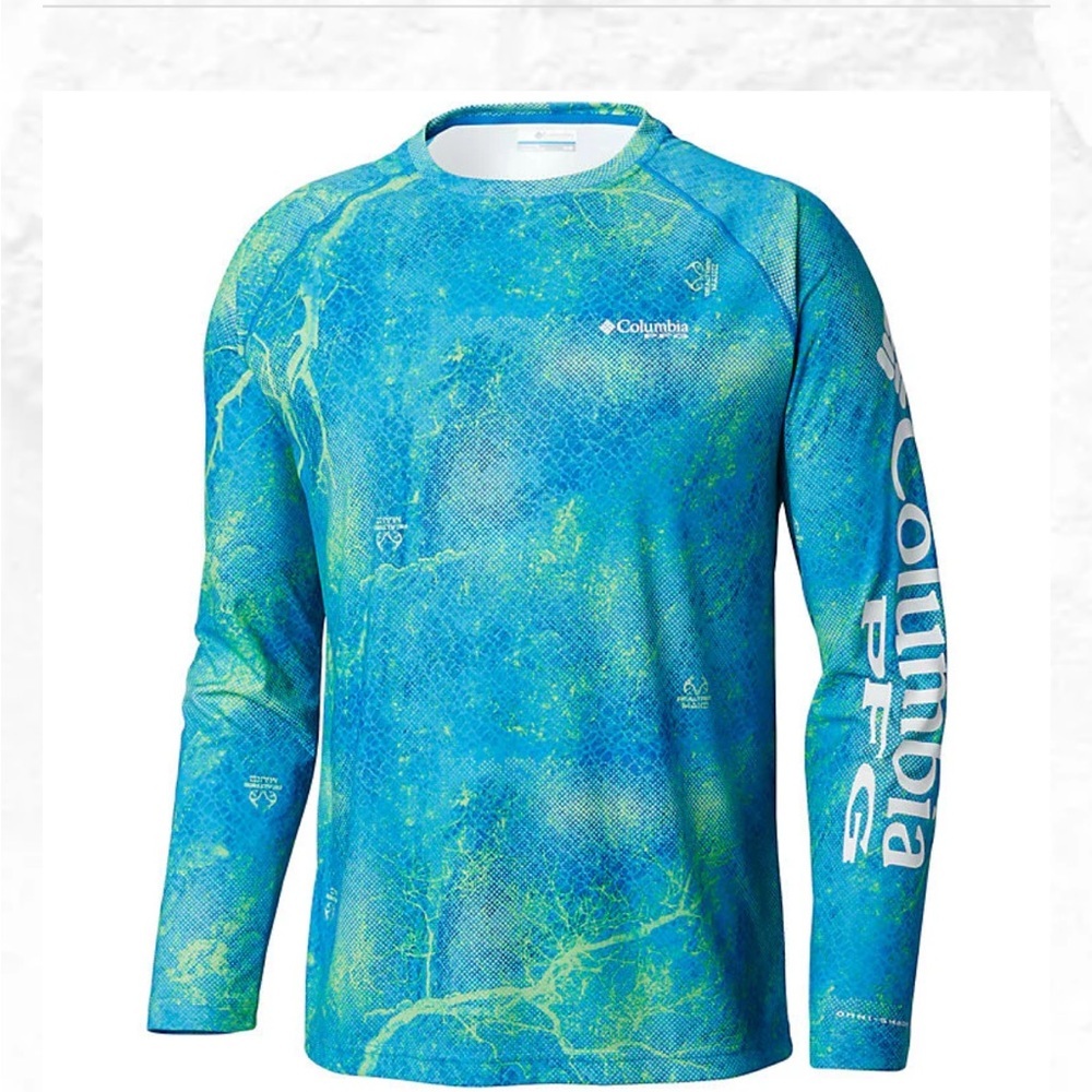 Columbia Men's - PFG SUPER TERMINAL TACKLE LONG ... Blue and Green Rash Guard sm